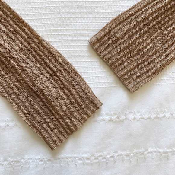 T ALEXANDER WANG BROWN TAN SCOOP NECK RIBBED LONG SLEEVE TEE TOP - 38 - Picture 7 of 9